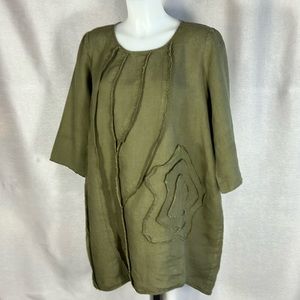 Peacock Ways linen art tunic